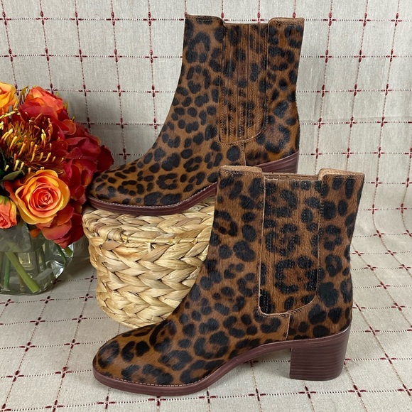 🍄HP🍄 Madewell The Autumn High Chelsea Boots Leopard Calf Hair NWOB Size 8 - Picture 3 of 8